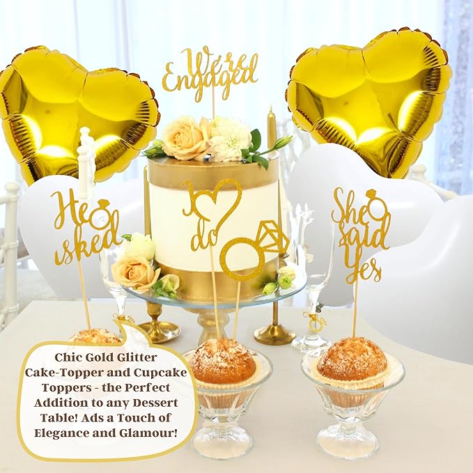 248 Pc Engagement Party Decorations , Gold and White Bridal Decoration –  Rain Meadow